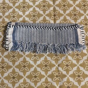 Blue and White Fringed Clutch